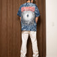 HURRICANE TEE IN INDIGO TYE DYE