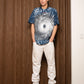 HURRICANE TEE IN INDIGO TYE DYE